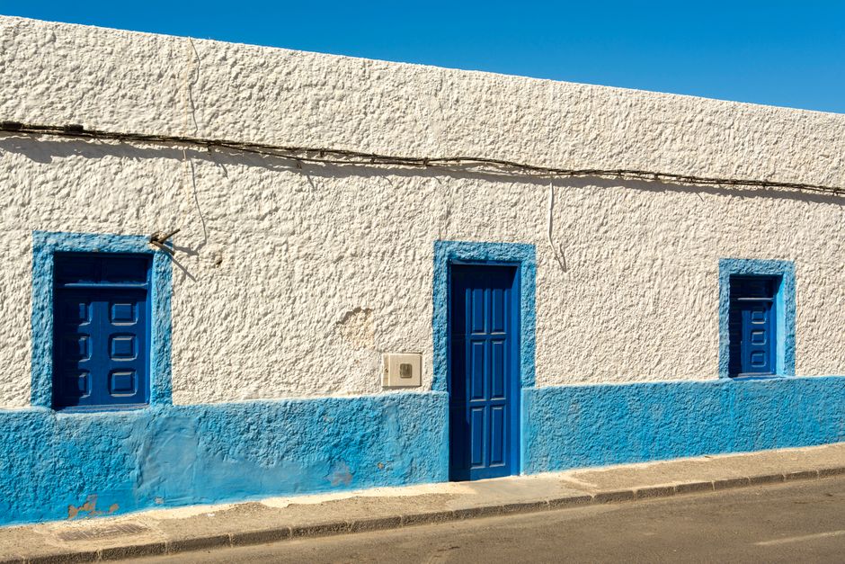 Painted exterior wall and door of a house